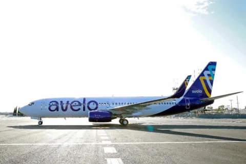 Avelo airplane on a tarmac