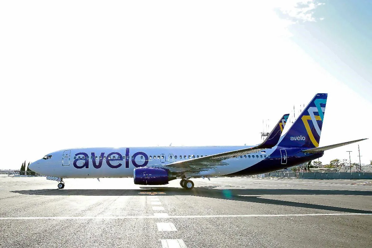 Avelo airplane on a tarmac