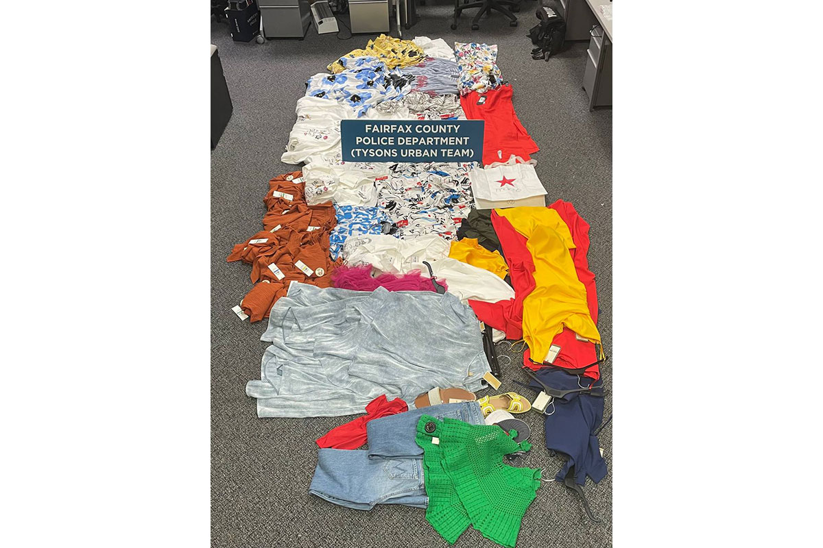 stolen clothing recovered by Fairfax County Police