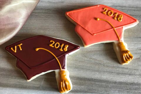 virginia tech graduation cap cookies