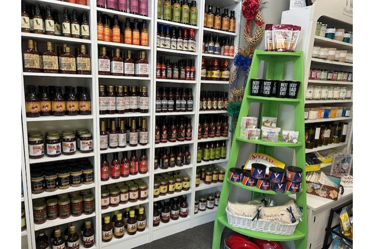 Food on shelves at the Very Virginia Shop