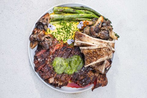 ribeye steak with asparagus at joon
