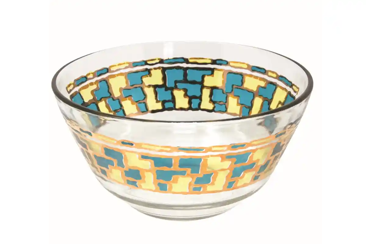 Bowl with blue-and-yellow mosaic band