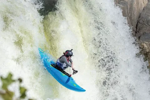 Whitewater Kayaker on the Potomac at the 36th annual Great Falls Race in Great Falls Park
