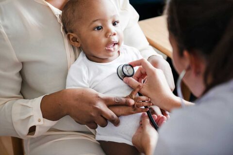 baby at doctor office