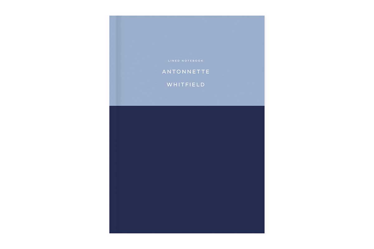light and dark blue travel journal