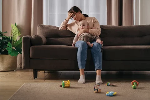 Mother struggles with maternal mental health
