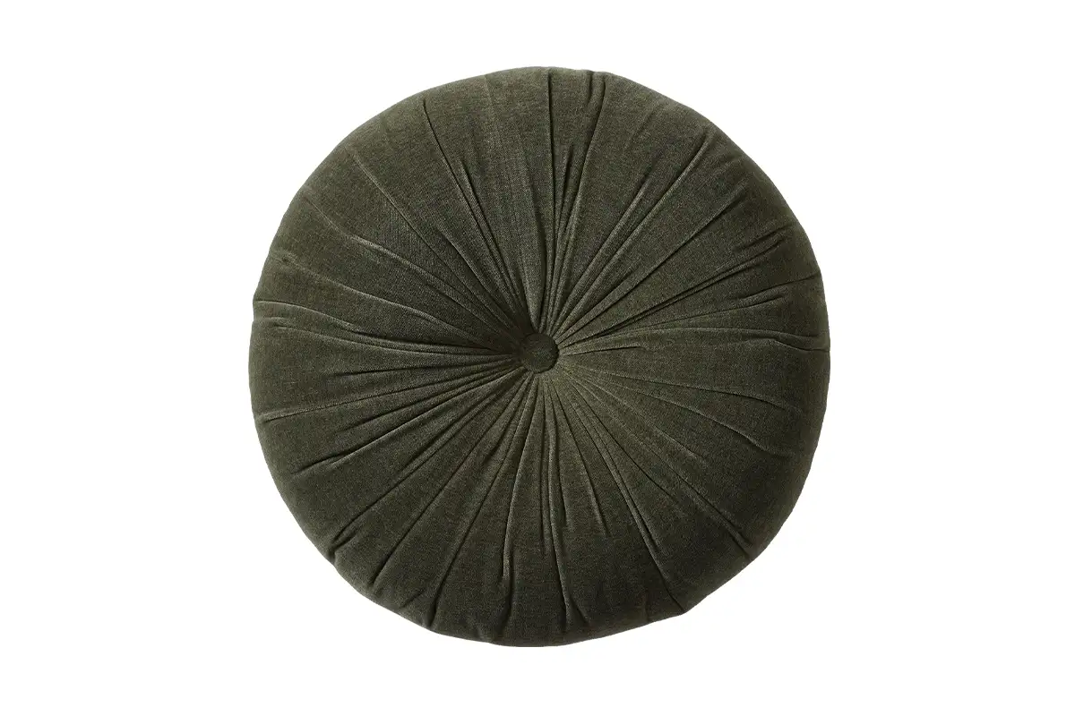 Tufted round green pillow