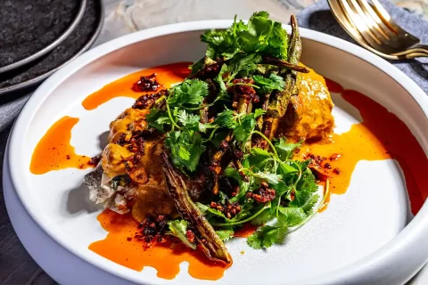 steamed branzino at dogon