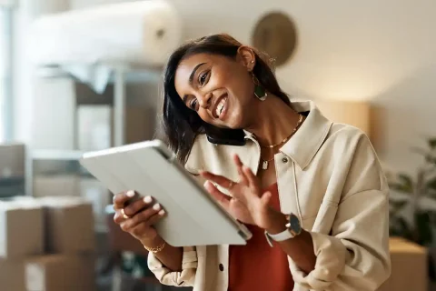 woman with computer tablet