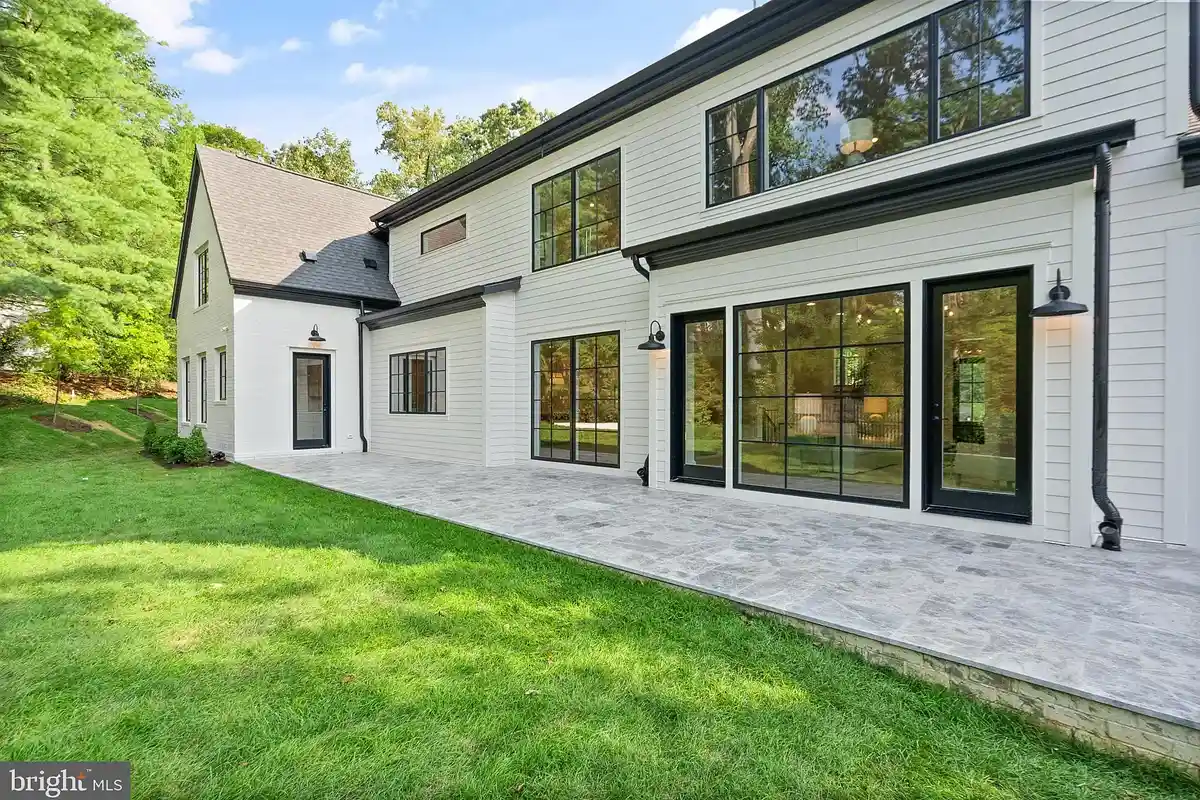stone patio in the backyard