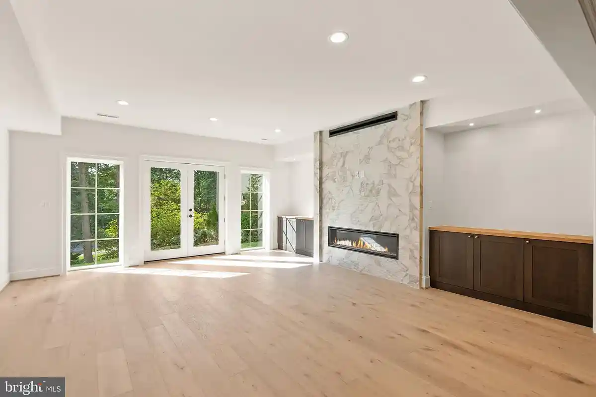 rec room with gas fireplace