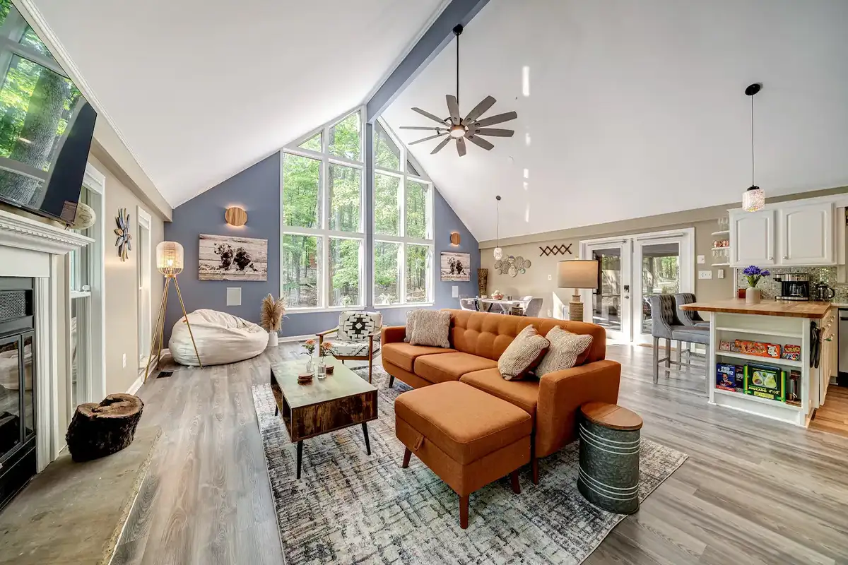 Interior of cabin Airbnb