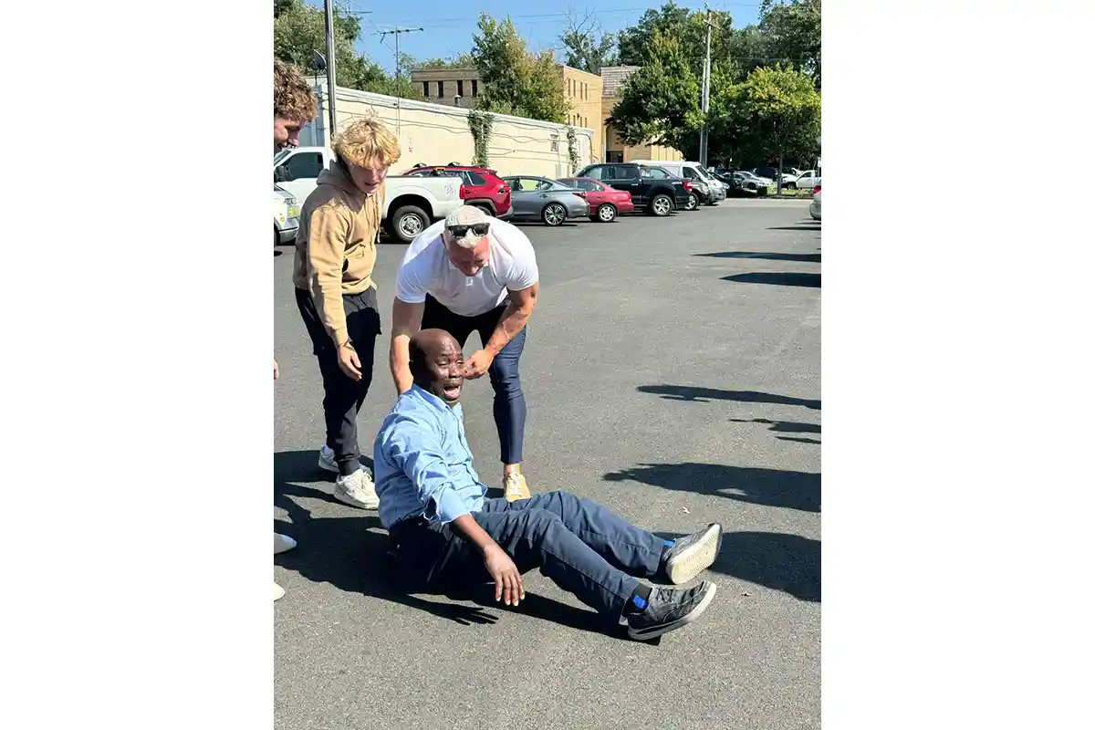 Francis Apraku receiving his Jeep