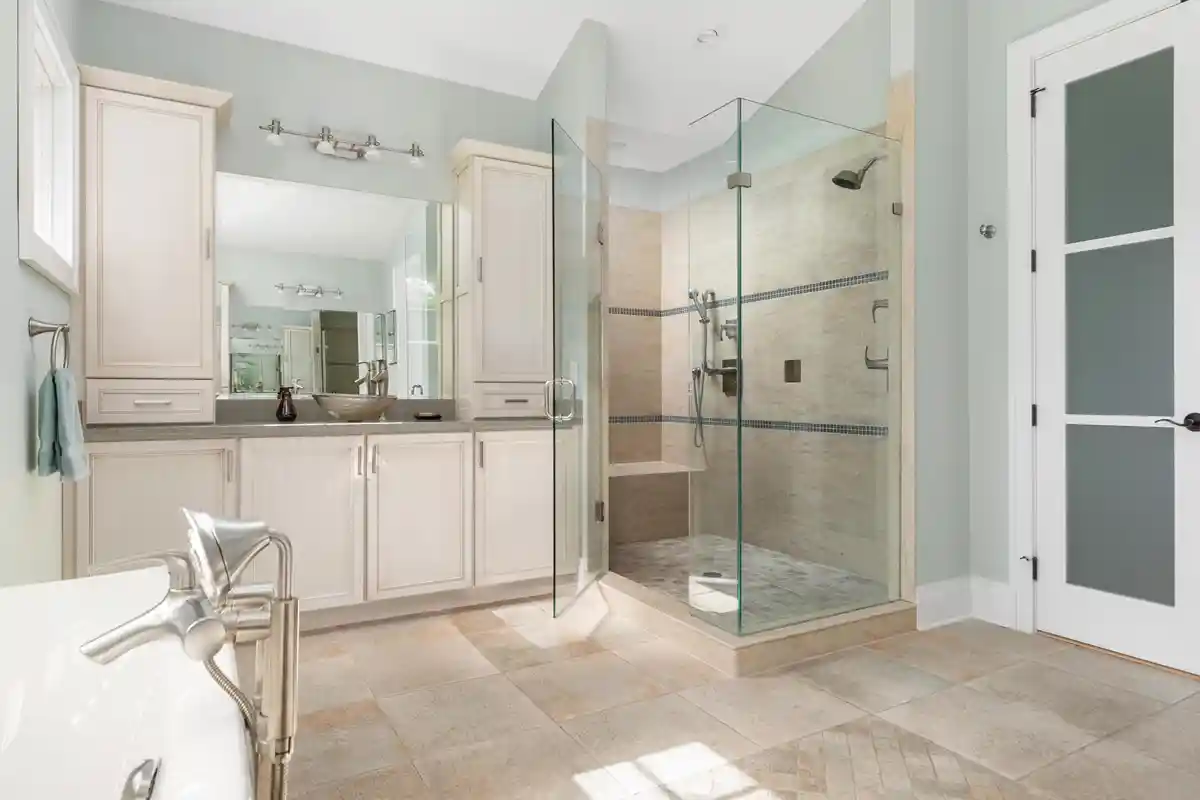 primary bathroom with walk-in shower