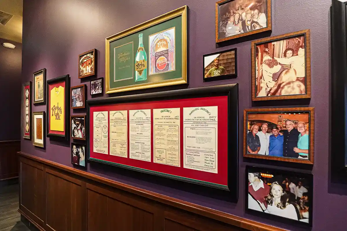 Old photos and memorabilia on the wall at Randy's
