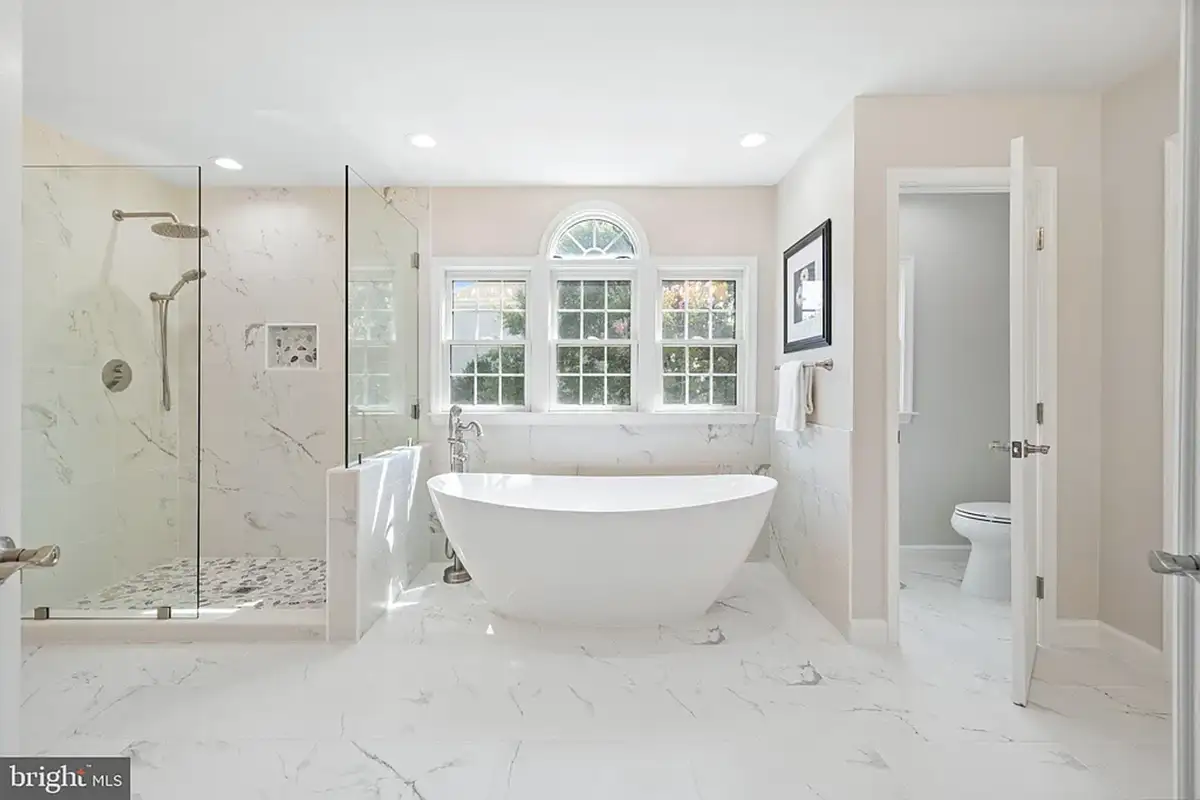 Shower, bathtub, toilet
