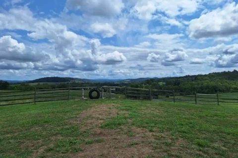 sky meadows state park fields and love sign