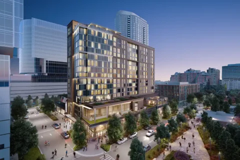 Rendering of AC Hotel and Residence Inn by Marriott Reston