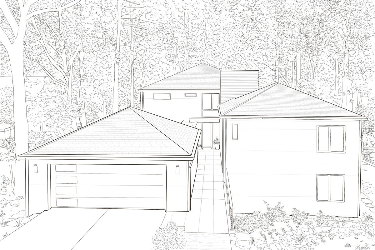 Sketch of a home on the Reston Home Tour. (Courtesy Reston Museum)