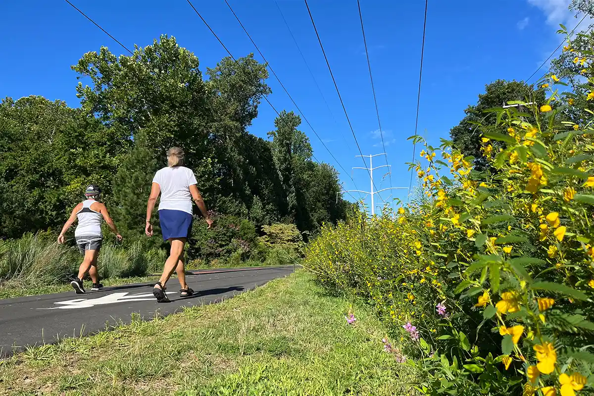 Walkers on WO&D Trail in summer