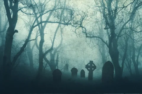 spooky graveyard