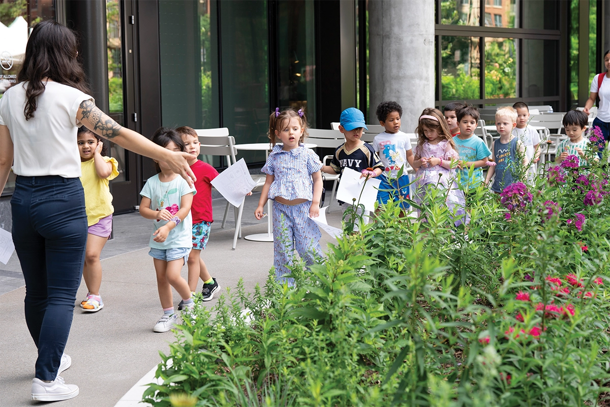 children entering the garden