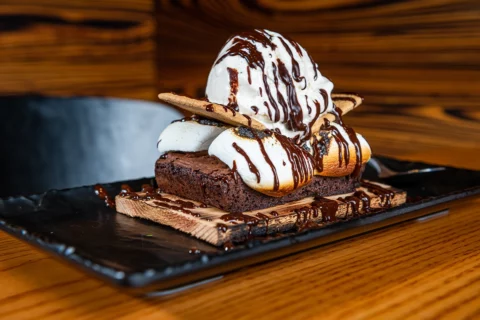 Cedar Plank Chocolate Brownie S'mores