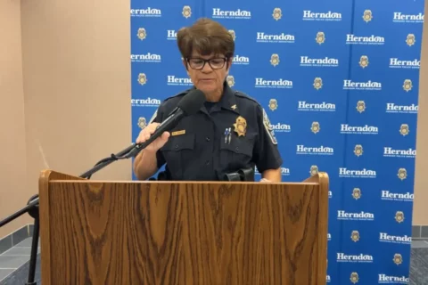 Herndon Police Chief Maggie DeBoard gives news briefing on W&OD rape.