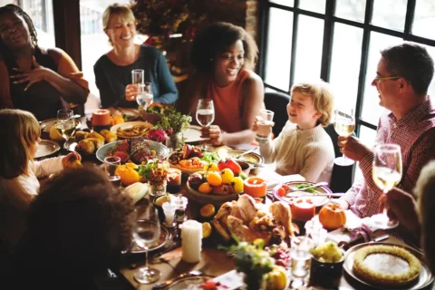 Thanksgiving dinner table