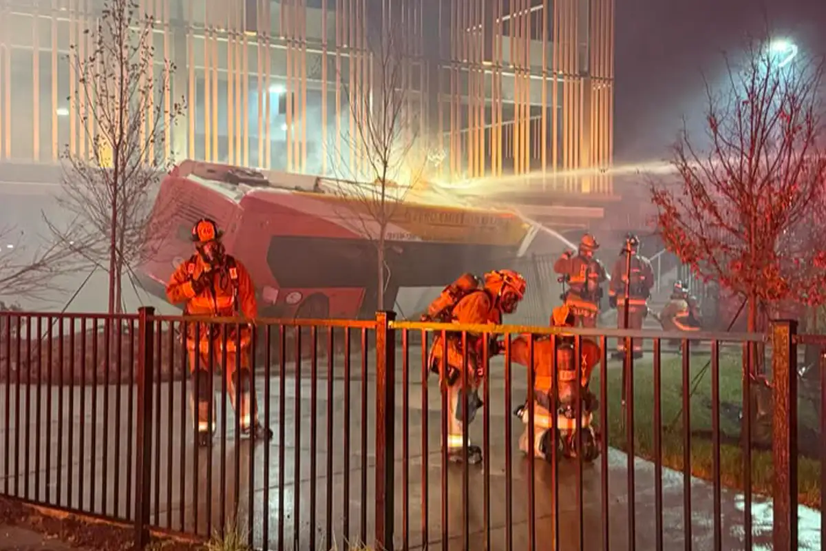 Fairfax connector bus on fire