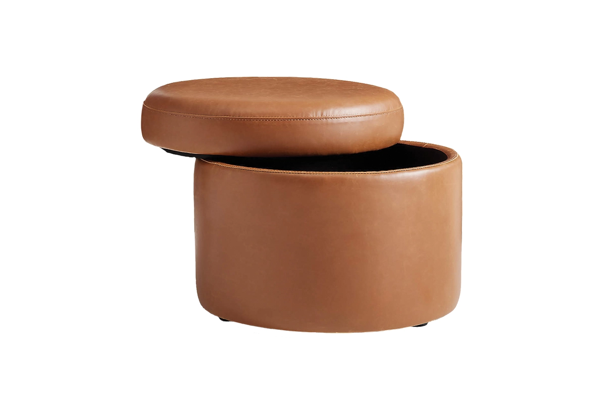 Wally storage nursery ottoman tan vegan leather