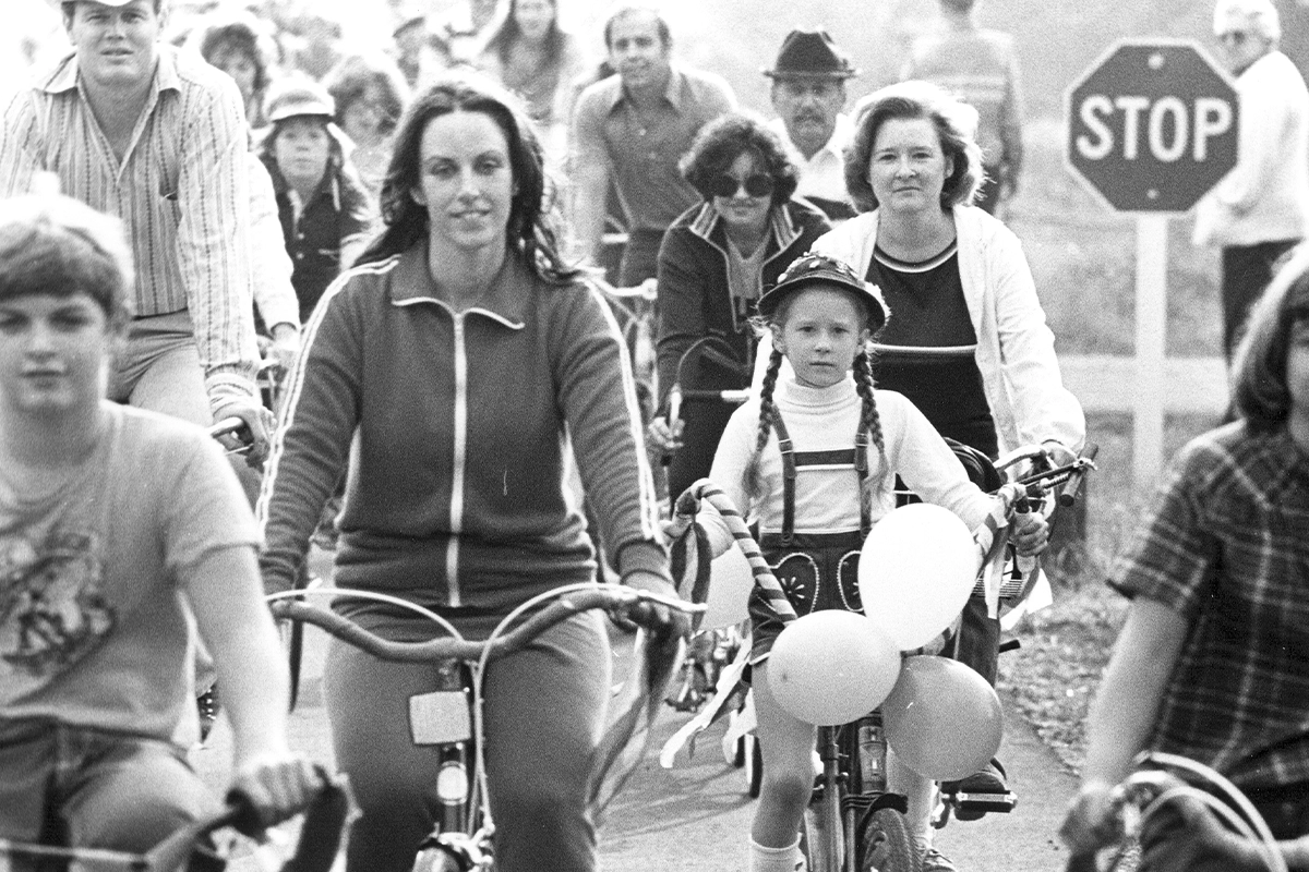 A group of bikers on W&OD Trail, 1974