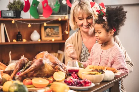 Child eating at holiday meal