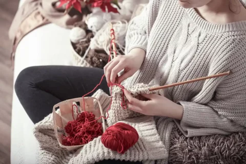 woman knitting