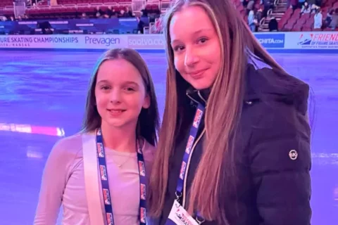 Figure skaters Everly & Alydia Livingston at an ice rink. The two were victims of the January 25 plan crash at Reagan National Airport.