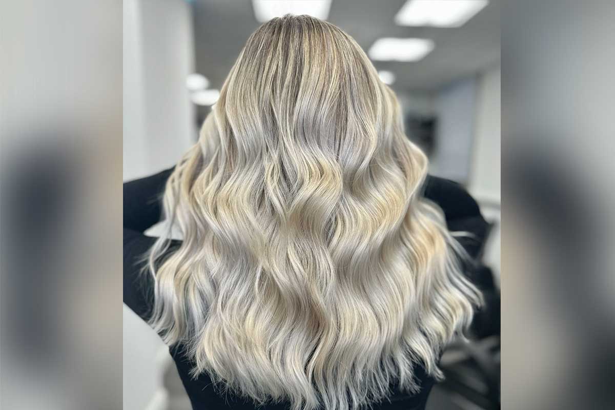 Woman with blonde Foilyage hair treatment