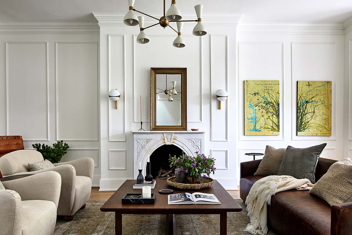 living room with fireplace focal point