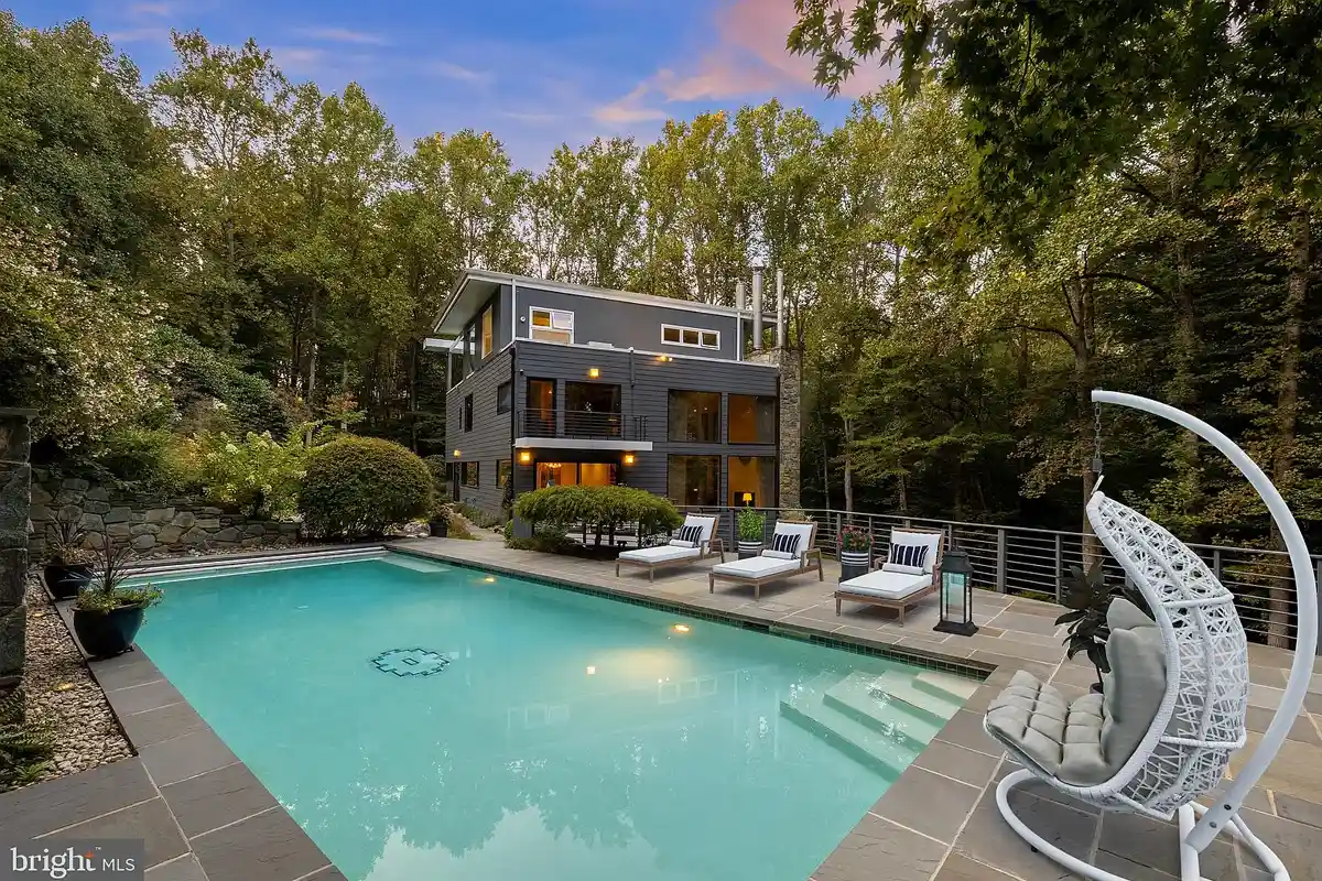 heated pool and lounge area