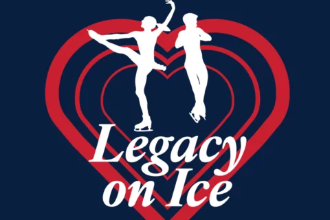 Legacy on Ice logo with a heart and two figure skaters