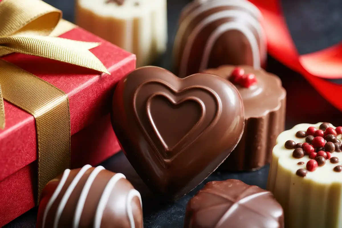 heart-shaped chocolate with red box