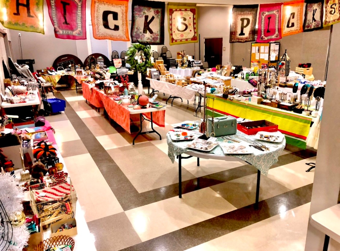 Items on tables at Chick's Picks Pop-Up boutique