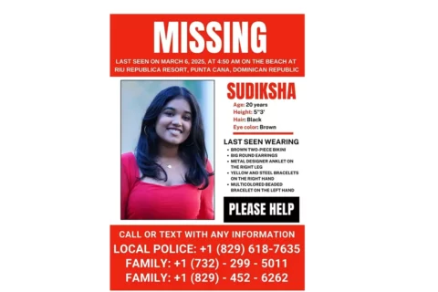 Missing poster for Loudoun County woman Sudiksha Konanki who went missing in the Dominican Republic
