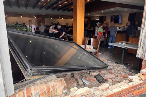 damage to Ariake's Fairfax location after car crashed into front window