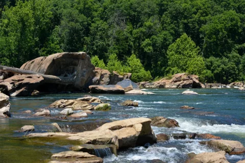 Rocks and water in the Rappahannock River near Fredericksburg, VA