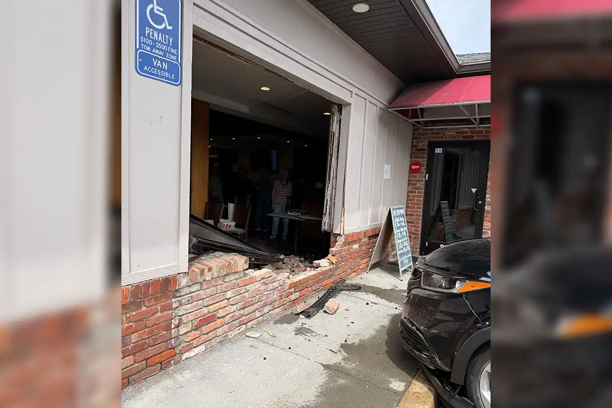 aftermath of car crashing into Ariake restaurant