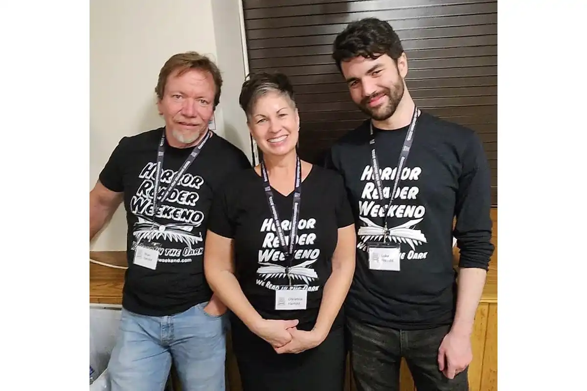 christine harrold with husband and son