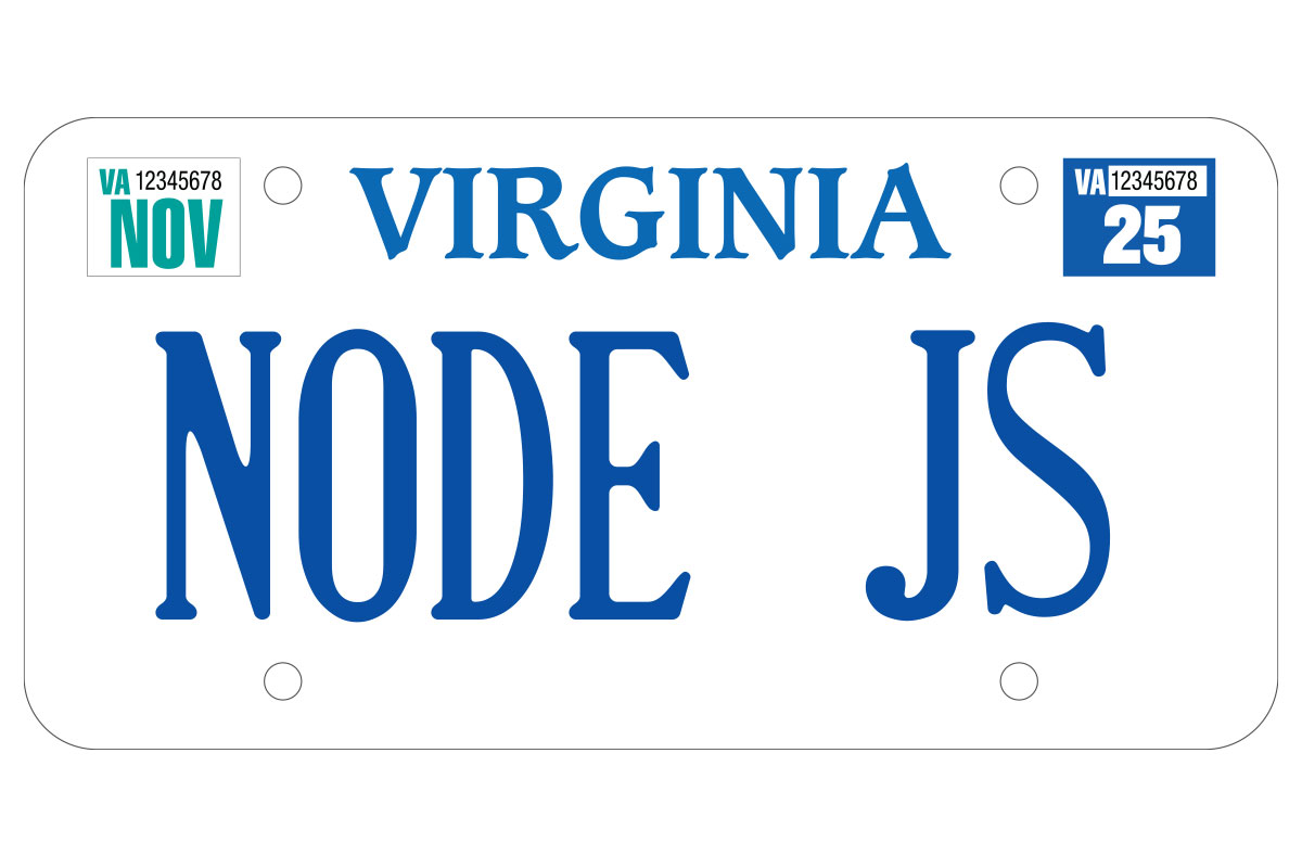 Node.js vanity license plate graphic