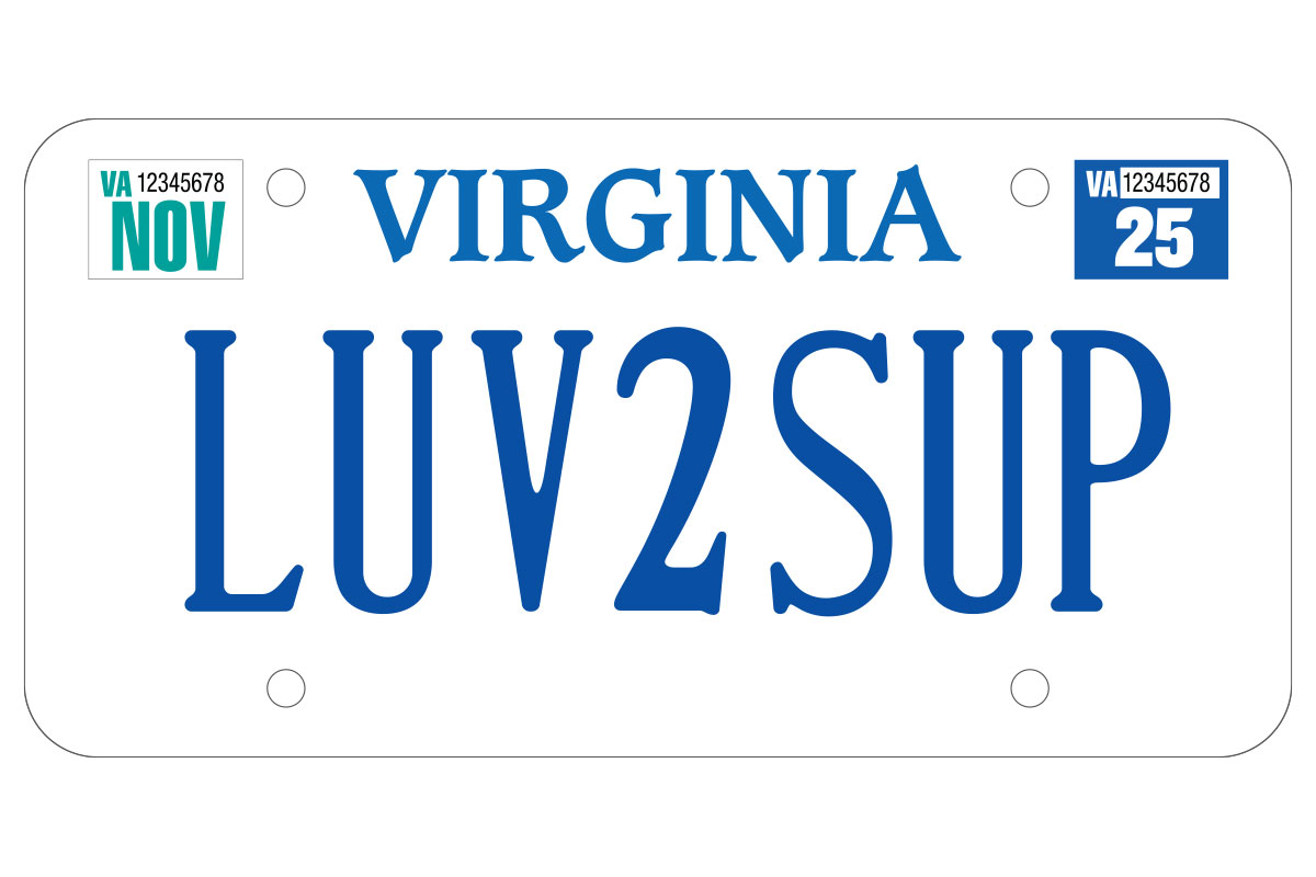 Love to Stand-up Paddleboard vanity license plate graphic