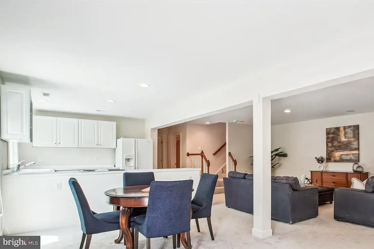 Basement kitchen and living